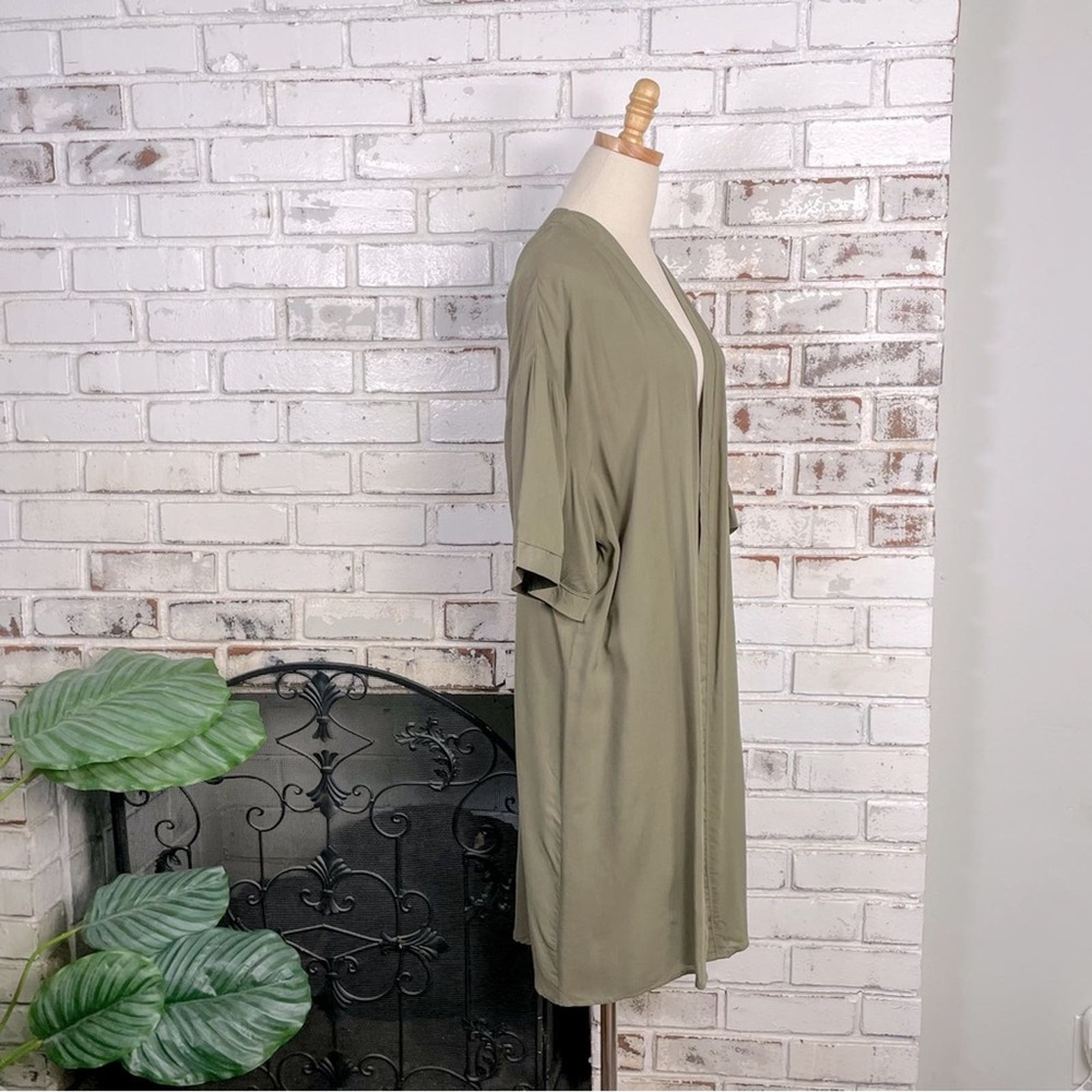 Bohemian Embroidered Floral Olive Green & Orange 3/4 Sleeve Kimono M/L - Picture 4 of 9
